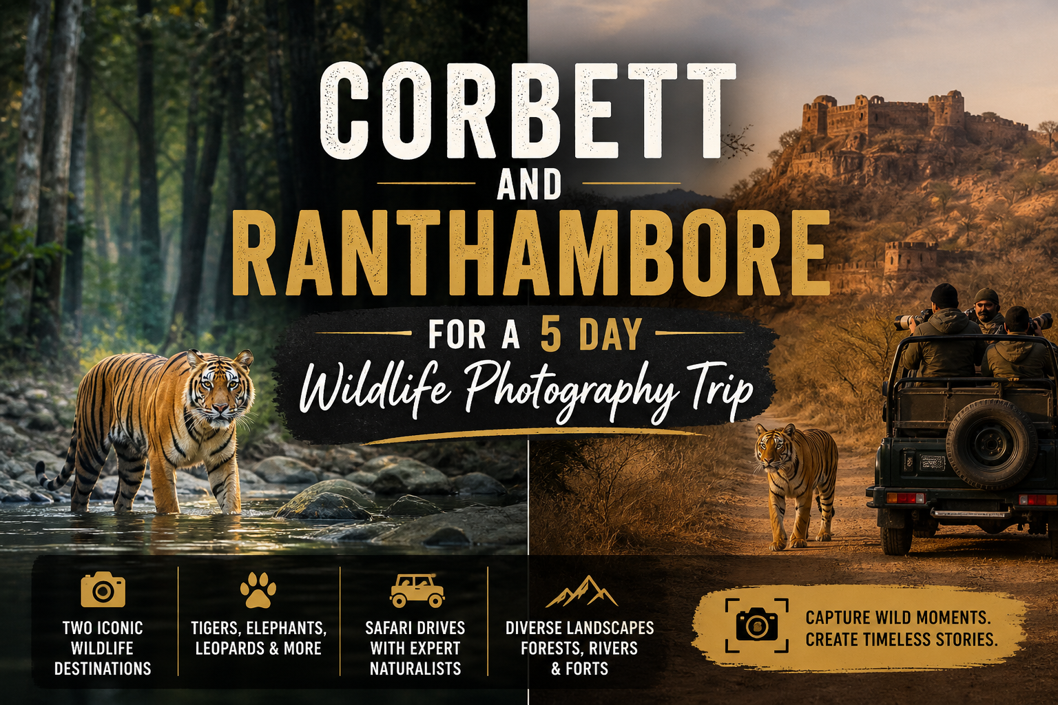 Compare Corbett and Ranthambore For a 5 Day Wwildlife Photography Trip in November on a 50k Budget