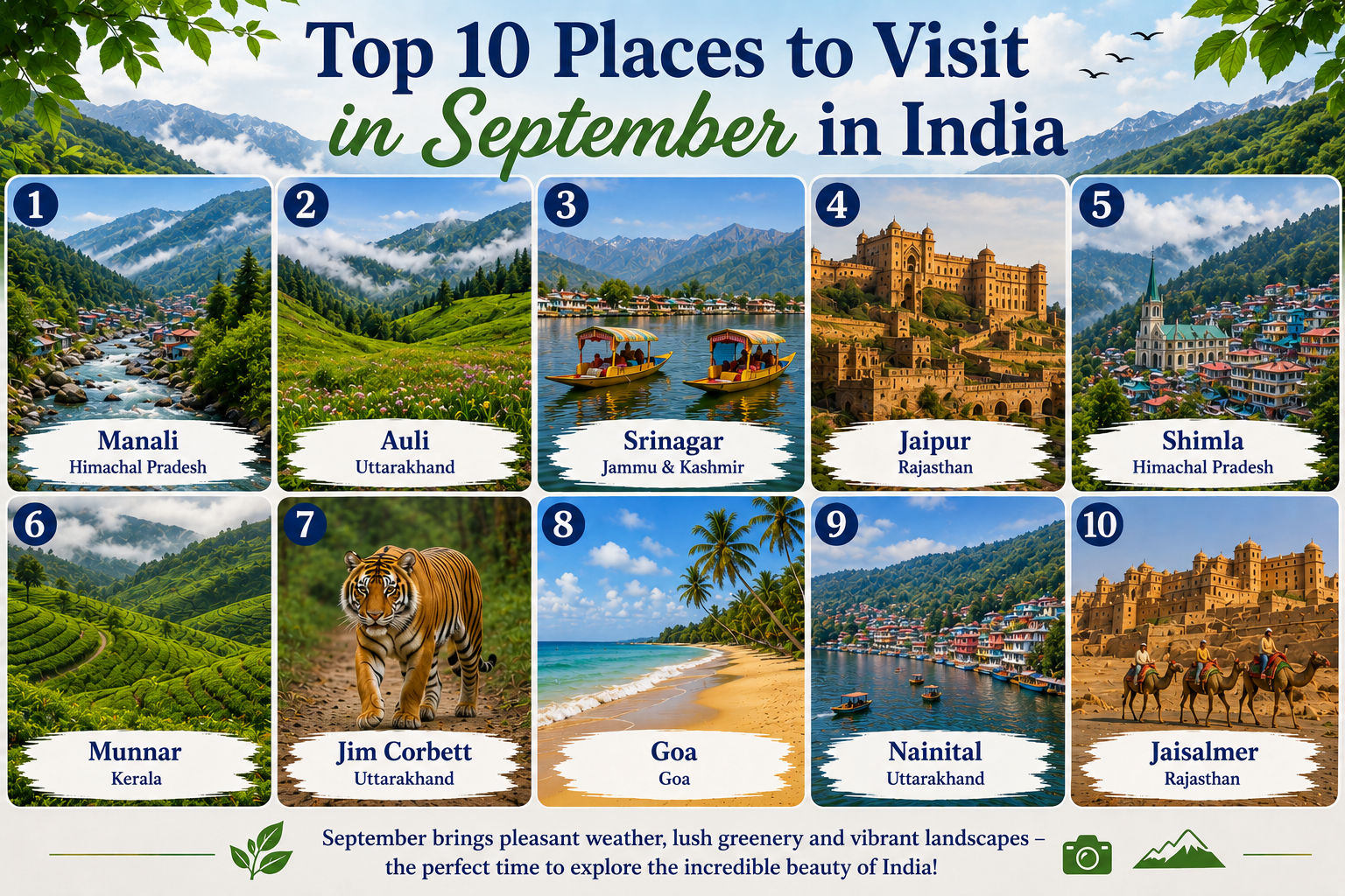 Top 10 Places to Visit in September in India